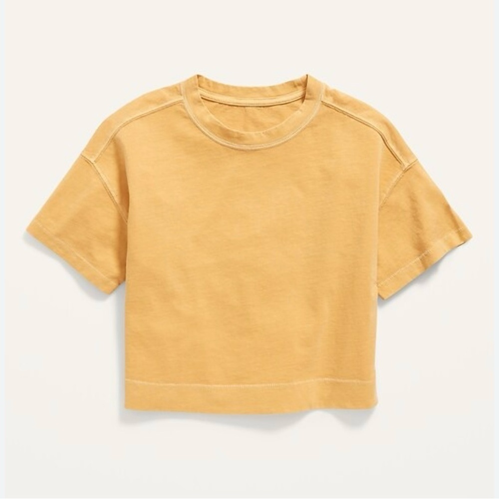 Old Navy Girls Cropped Vintage Crew Neck T-Shirt - Golden, Size XL (14-16)